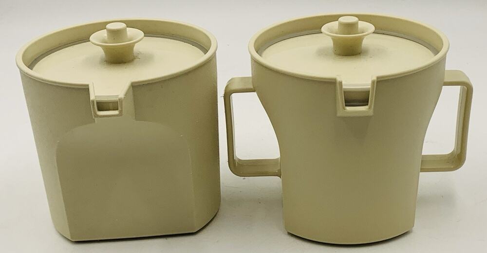 Tupperware Almond Creamer and Sugar Bowl Set #1414 #1415 With Lids Great Shape